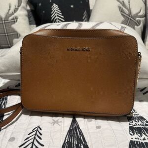 Michael Kors Brown Leather Camera Crossbody Bag MK